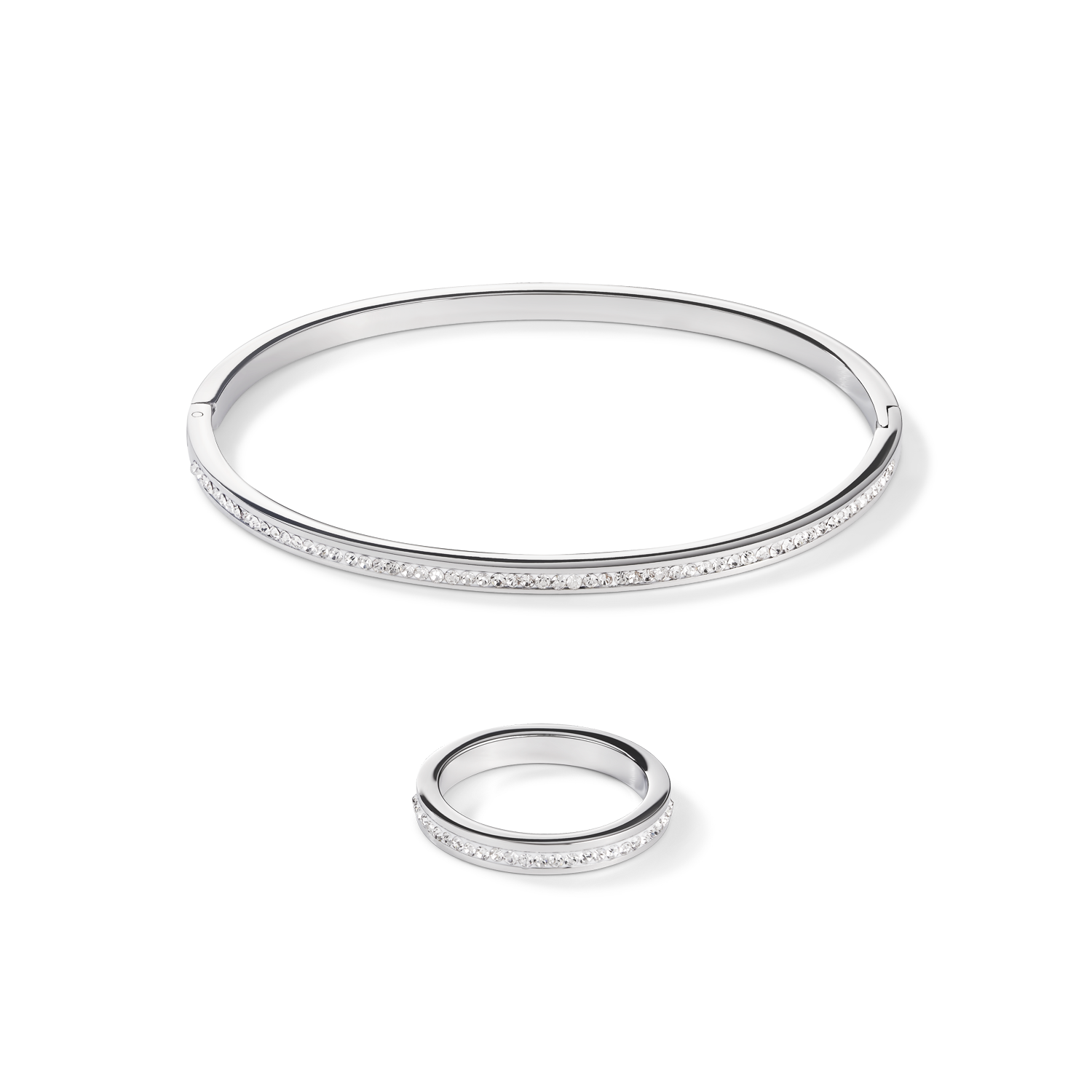 Ring stainless steel silver & crystals pavé crystal