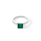 Brilliant Square big ring silver dark green