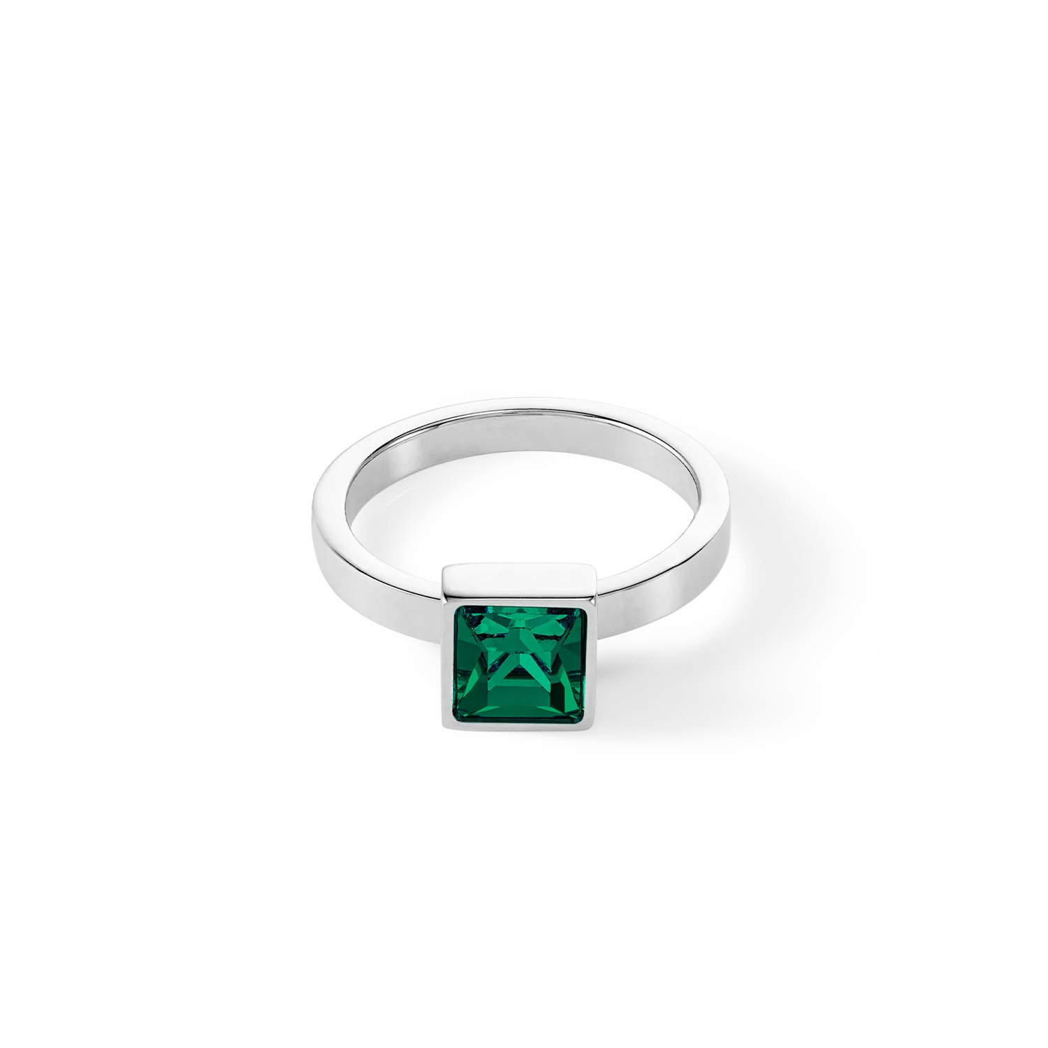 Brilliant Square big ring silver dark green