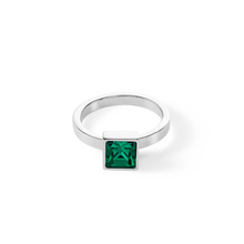 Load image into Gallery viewer, Brilliant Square big ring silver dark green
