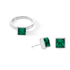 Brilliant Square big ring silver dark green