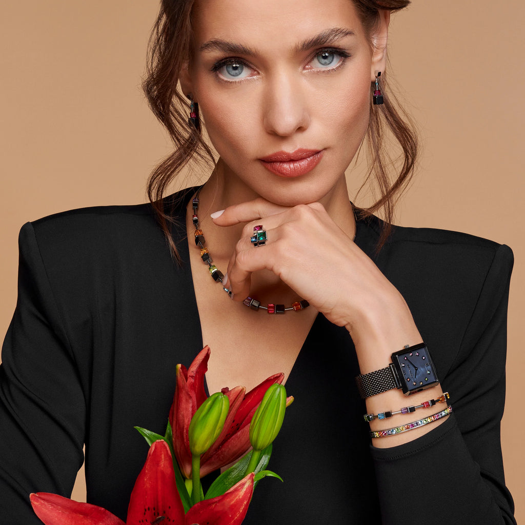 Brilliant Square big ring silver dark green