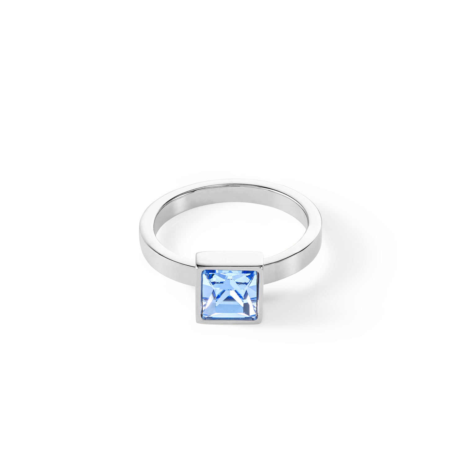 Brilliant Square big ring silver light blue