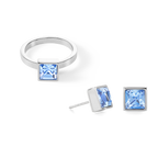 Brilliant Square big ring silver light blue