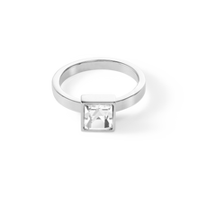 Load image into Gallery viewer, Brilliant Square big ring silver crystal
