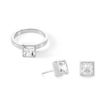 Brilliant Square big ring silver crystal