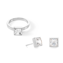 Load image into Gallery viewer, Brilliant Square big ring silver crystal
