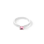 Brilliant Square small ring silver light pink