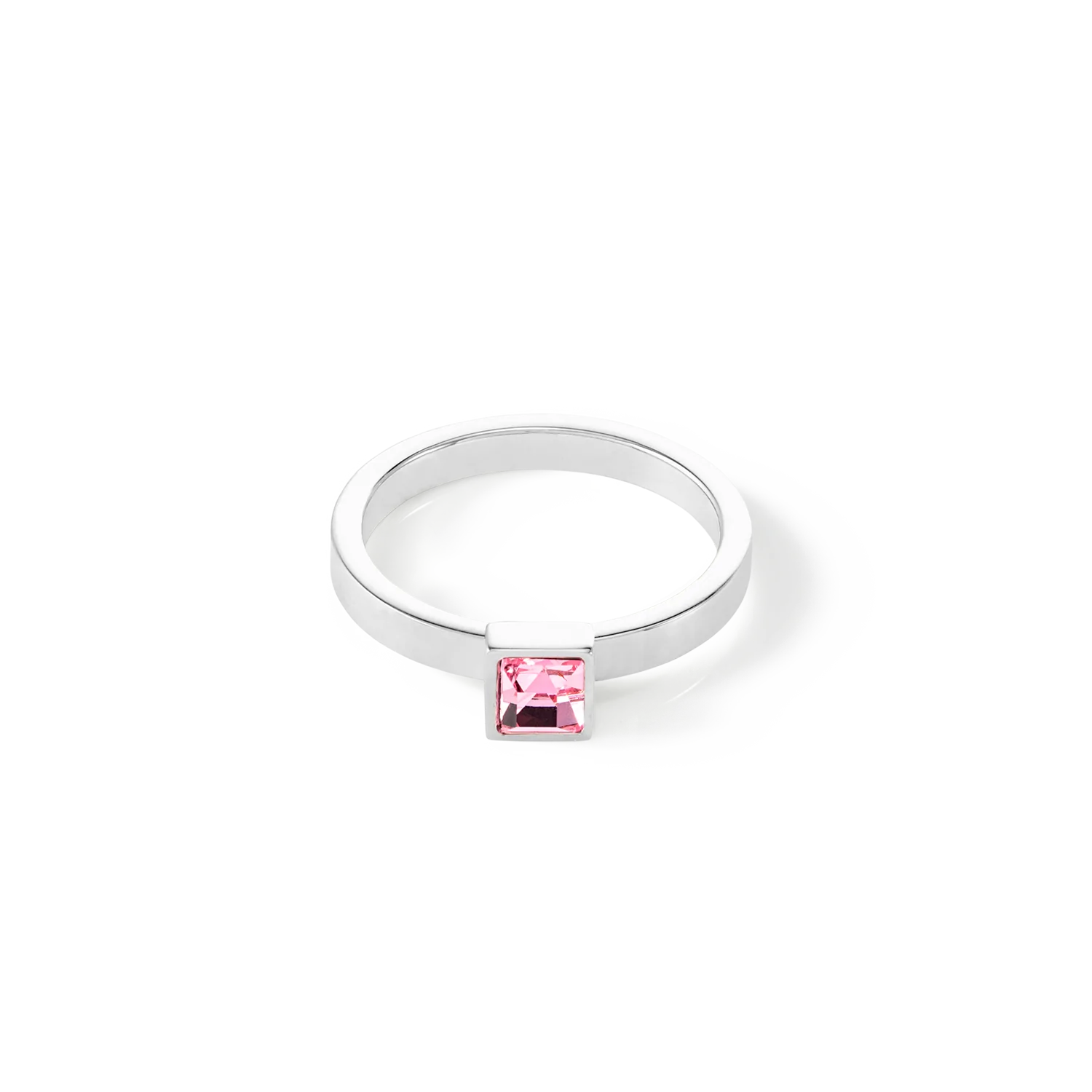 Brilliant Square small ring silver light pink