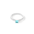 Brilliant Square small ring silver aqua