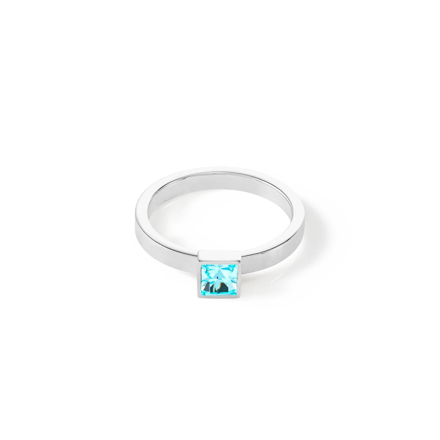 Brilliant Square small ring silver aqua