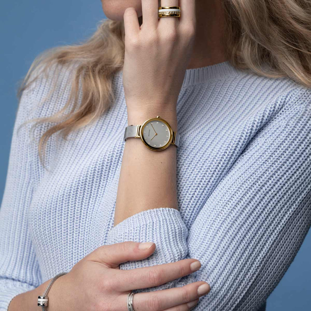BERING Silver and gold watch 12034-010