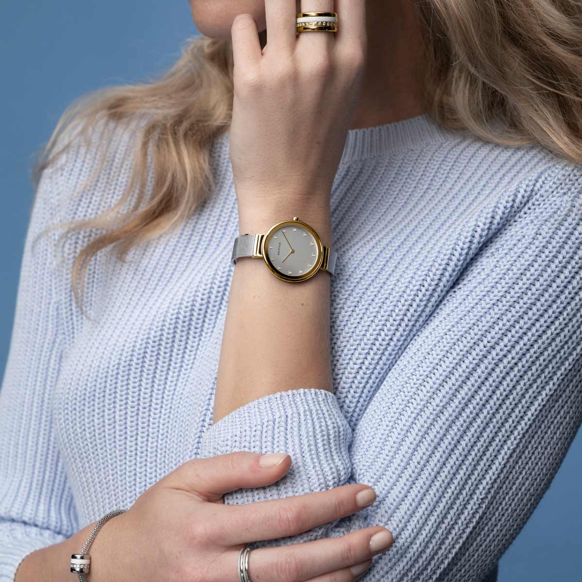 BERING Silver and gold watch 12034-010