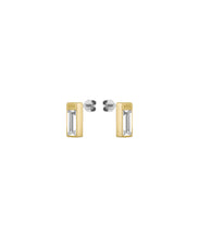 Load image into Gallery viewer, Ladies BOSS Clia Light Yellow Gold IP Crystal Baguette Earrings
