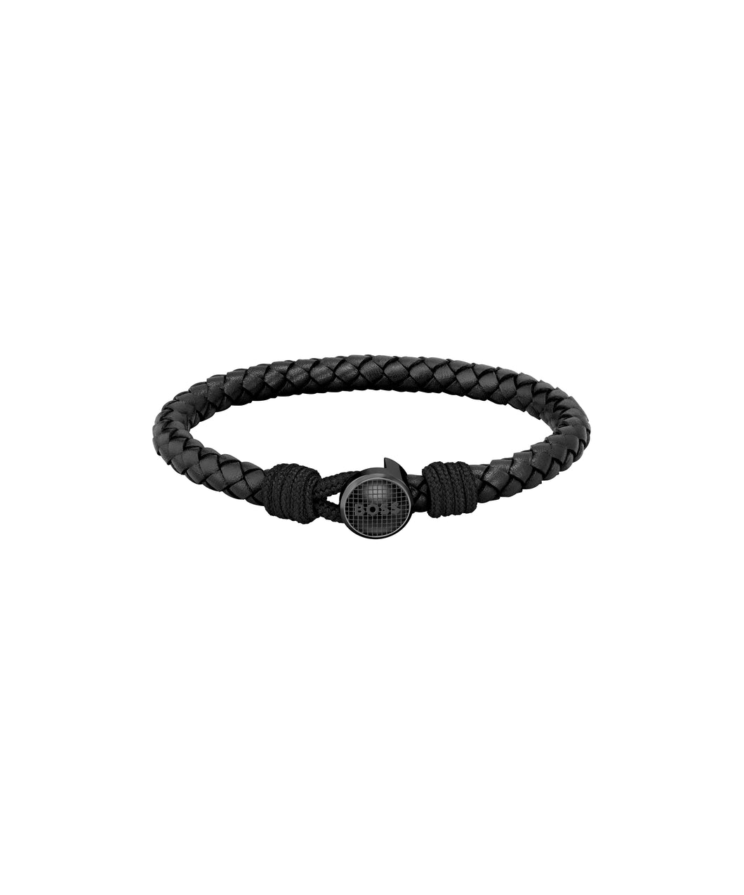 Gents BOSS Thad Classic Braided Black Leather Bracelet