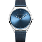 BERING Ultra Slim Blue and Silver Watch 17039-307