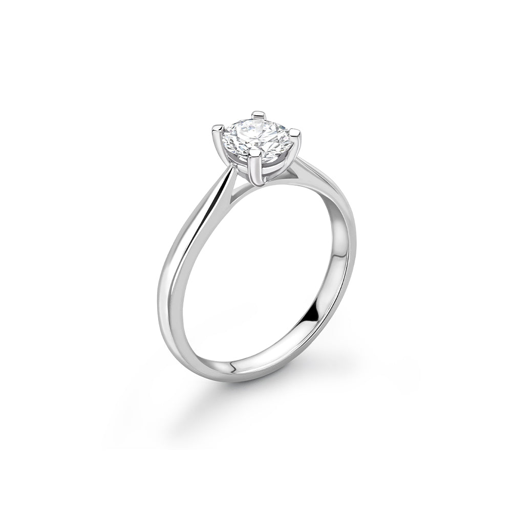 18ct White Gold Round Diamond Ring with Tapered Shoulders