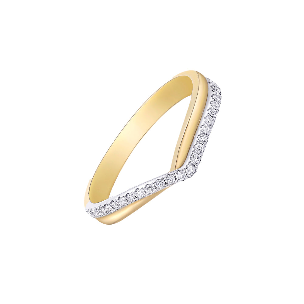 18ct Two-tone White and Yellow Gold Diamond Wishbone Ring