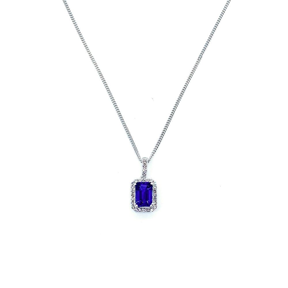 18ct White Gold Tanzanite and Diamond Pendant