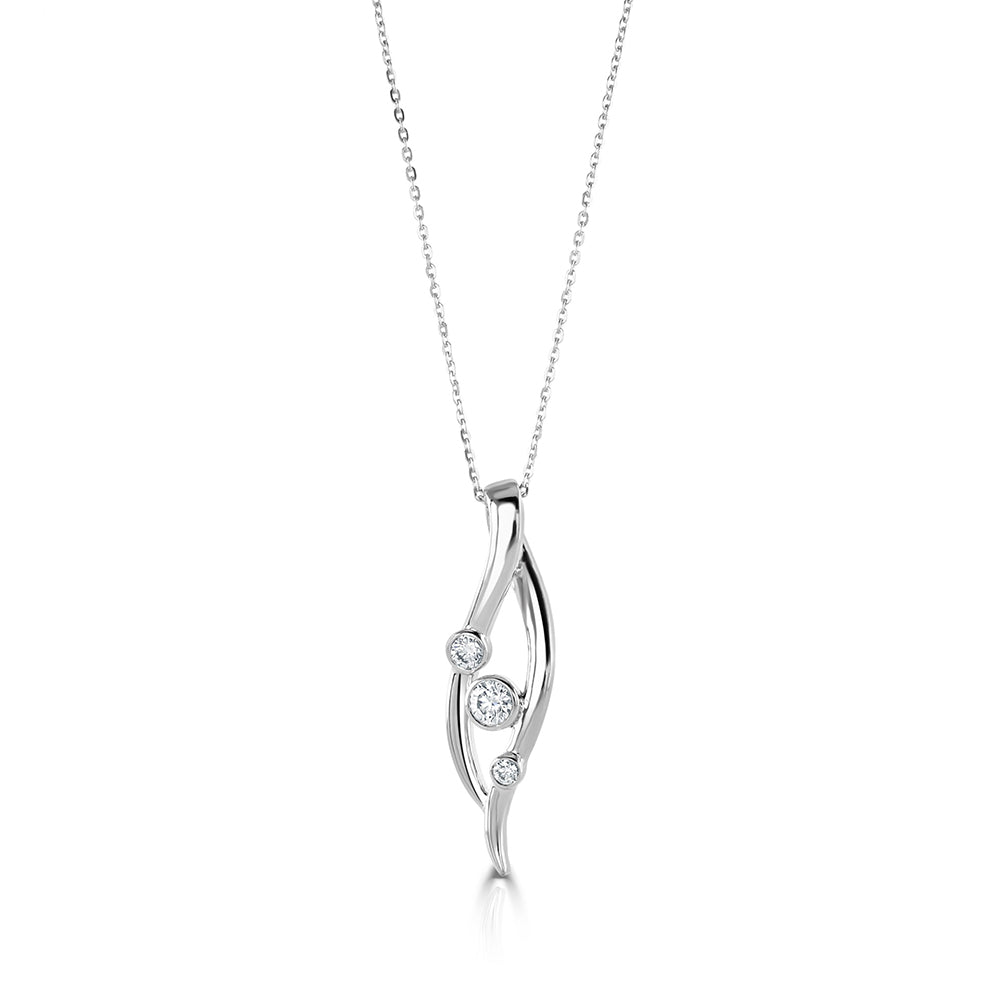 18ct White Gold 3 Stone Diamond Pendant