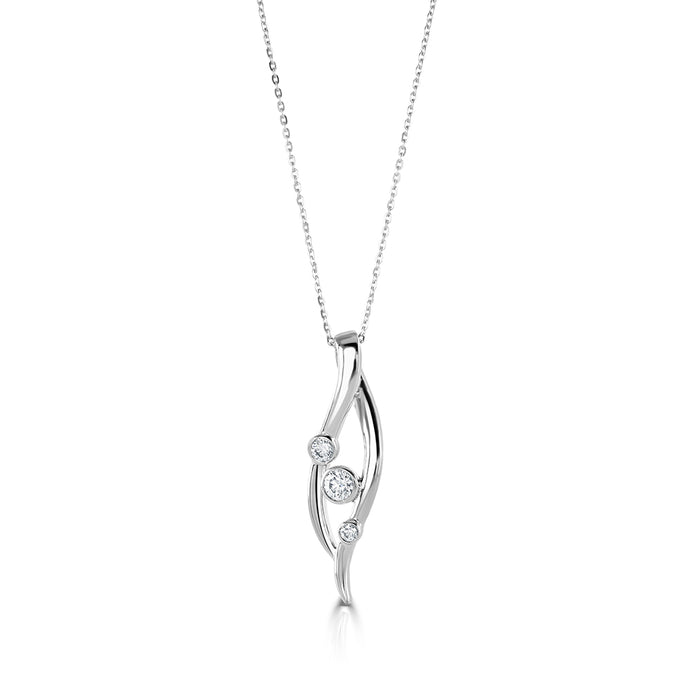 18ct White Gold 3 Stone Diamond Pendant