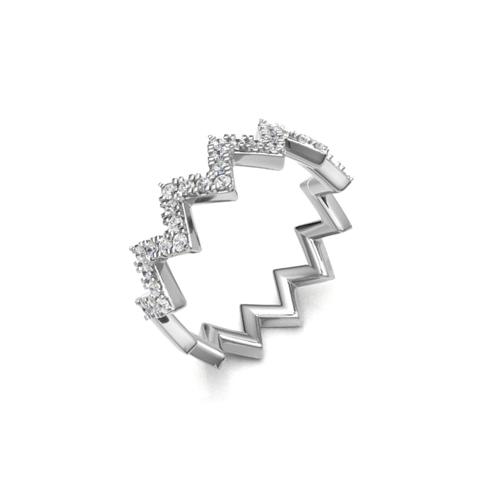 18ct White Gold Diamond Z Shape Band