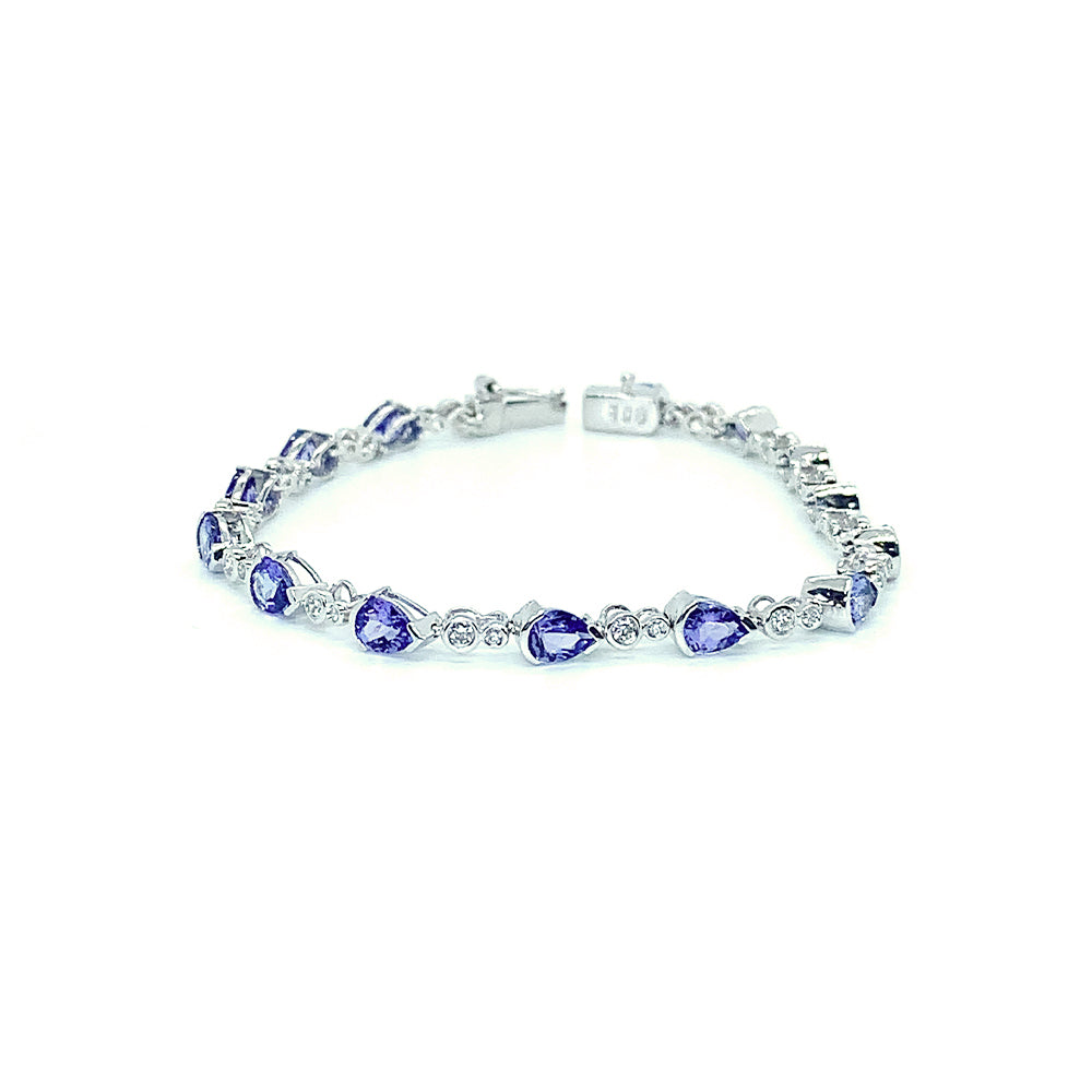 18ct White Gold Tanzanite and Diamond Bracelet