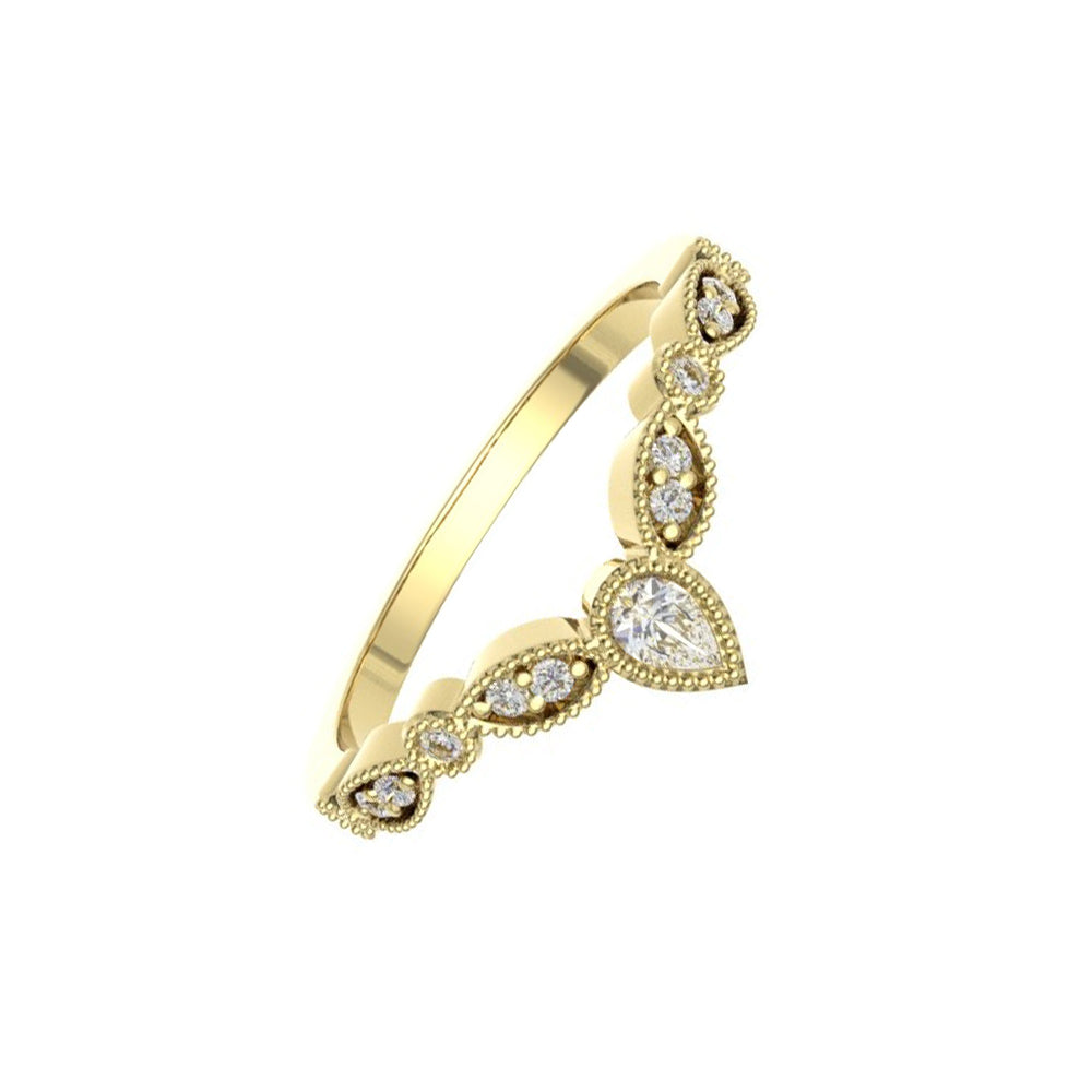 18ct Yellow Gold Vintage Diamond Wishbone Ring