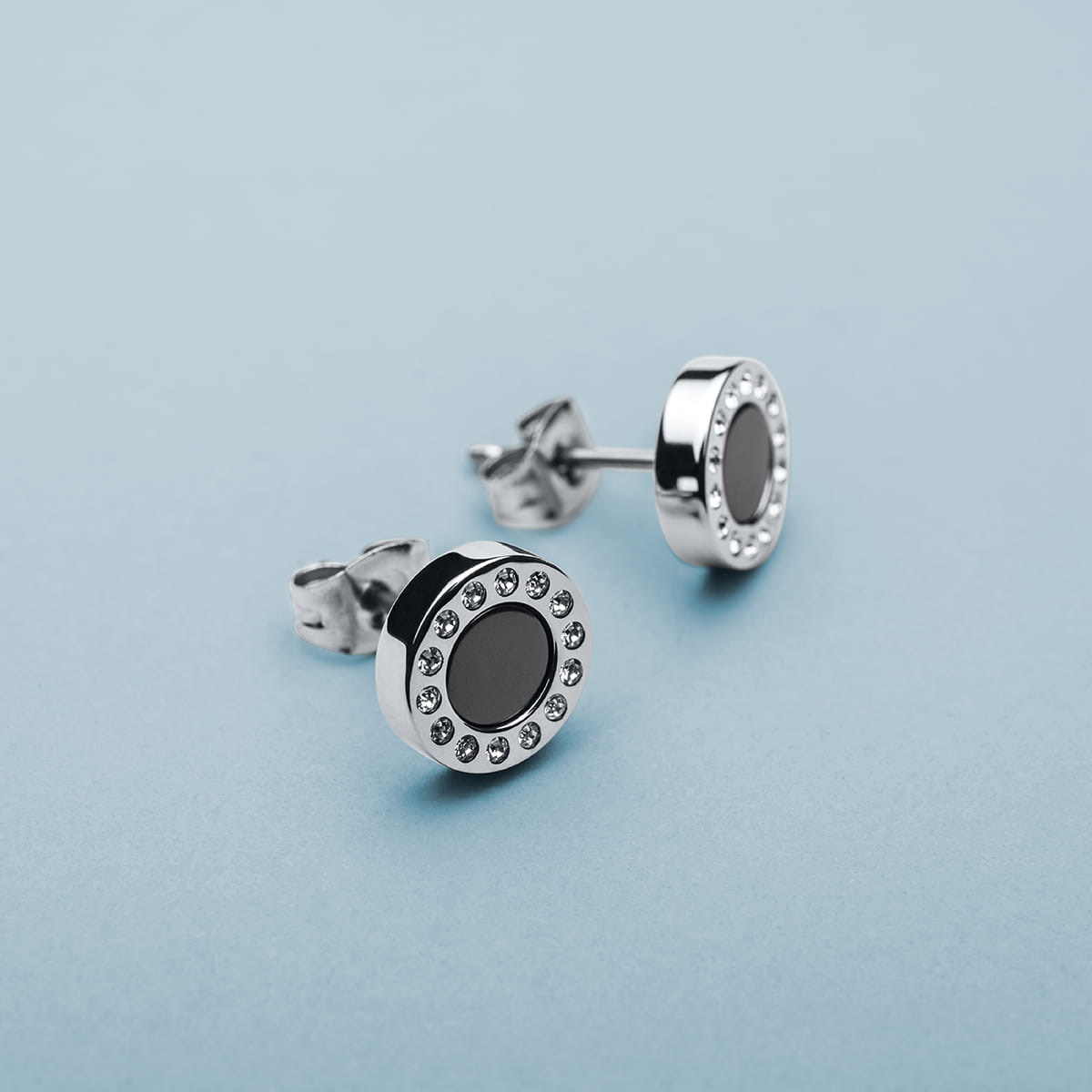 BERING Earrings | Silver Black and Swarovski | 707-160-05