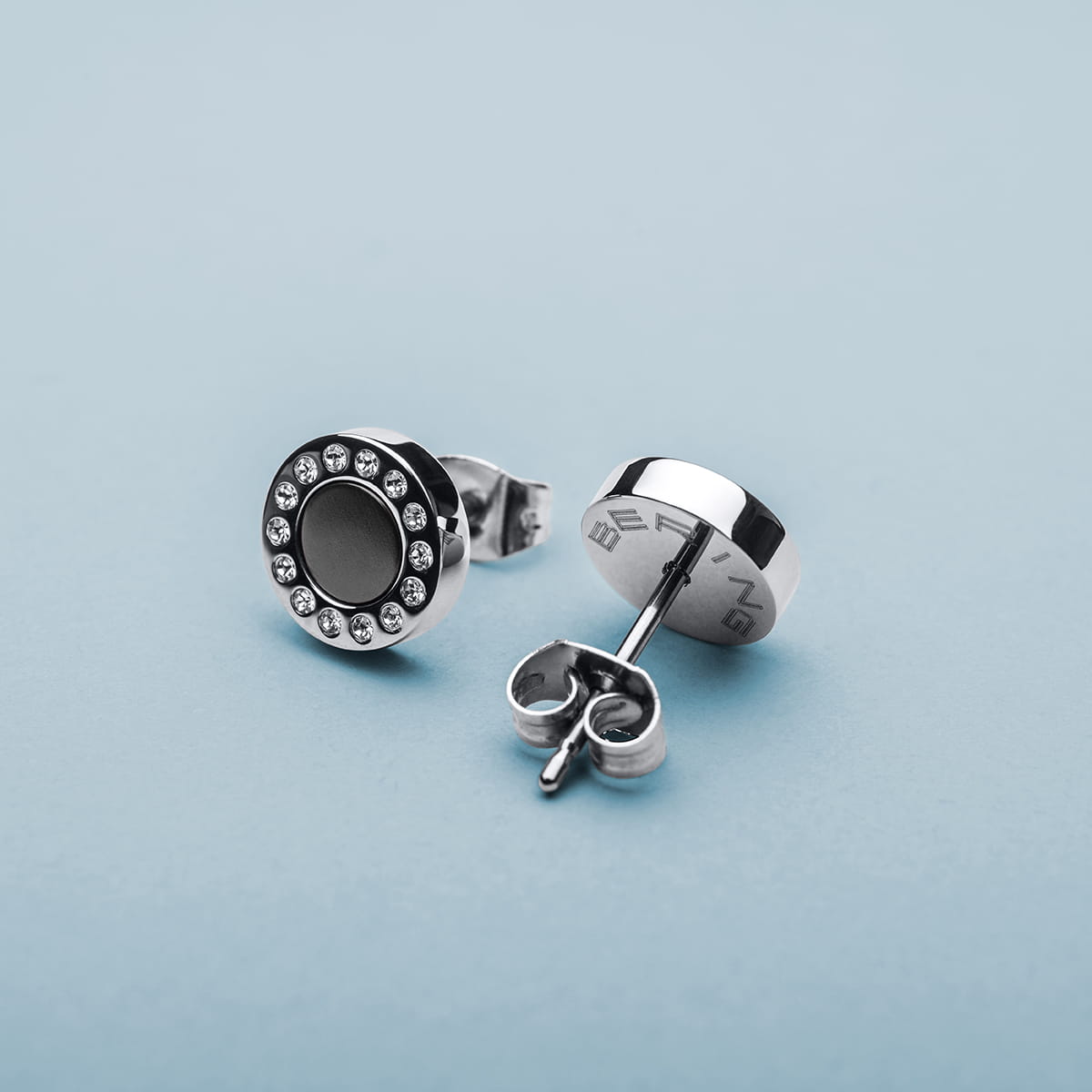 BERING Earrings | Silver Black and Swarovski | 707-160-05