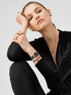 BERING Earrings | Rose Gold, Black and Swarovski | 707-360-05