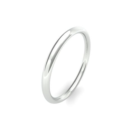 White Gold 2mm Wedding Band | Traditional Court | Intermediate Weight