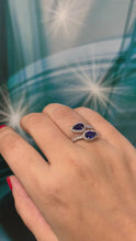 Load and play video in Gallery viewer, 18ct White Gold Double Sapphire Pear Diamond Ring
