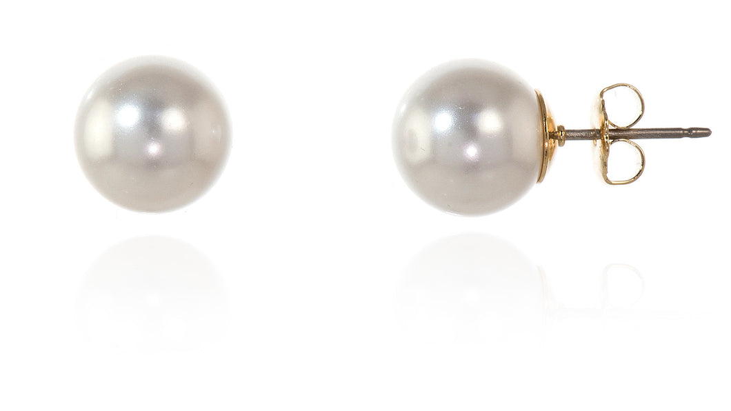 Mac Gold Pearl White Earrings 10mm