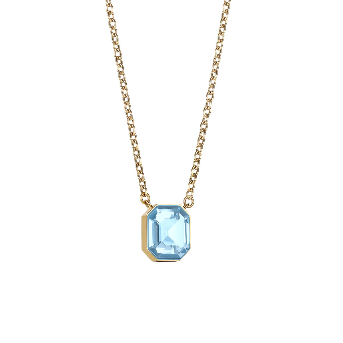 BERING Blue Crystal Gold Necklace