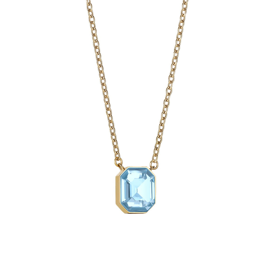 Bering Blue Crystal Gold Necklace