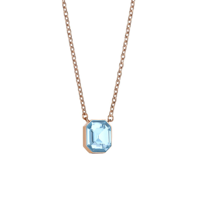 BERING Blue Crystal Rose Gold Necklace