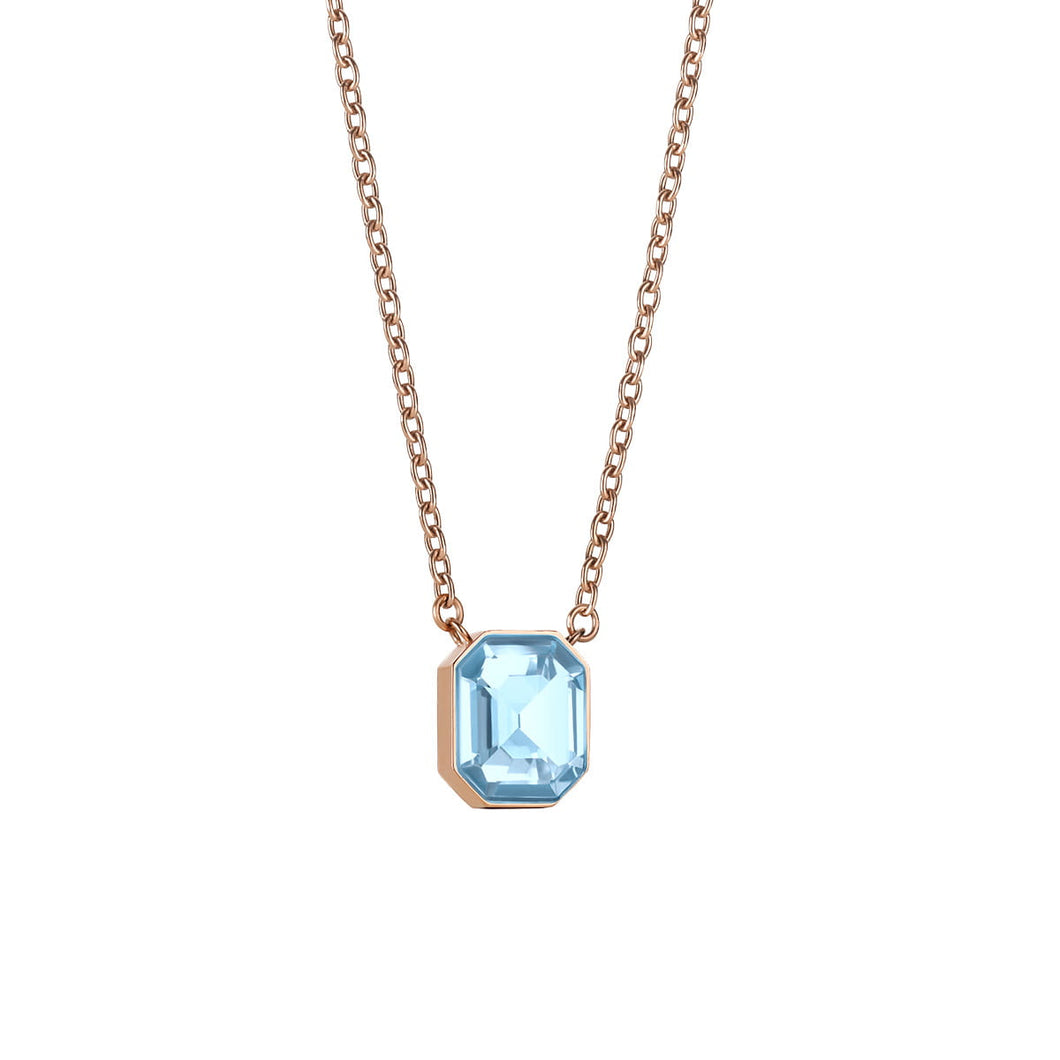 Bering Blue Crystal Rose Gold Necklace
