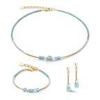 Cube Story Minimalistic Necklace Gold-Turquoise