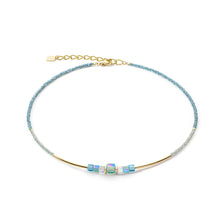 Load image into Gallery viewer, Cube Story Minimalistic Necklace Gold-Turquoise
