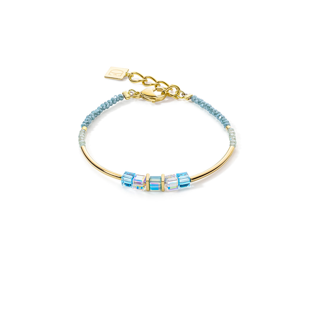 Cube Story Minimalistic Bracelet Gold-Turquoise