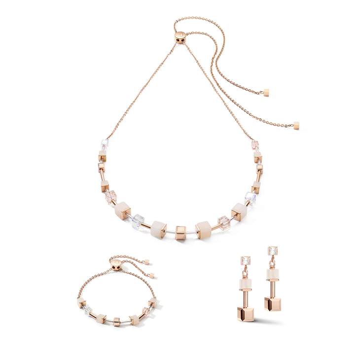 Bracelet GeoCUBE® Pink Aventurine Delicate Chain Rose gold-peach