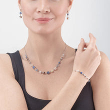 Load image into Gallery viewer, GeoCUBE® Precious &amp; Slider Closure Necklace Silver-Blue
