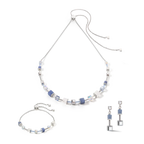 GeoCUBE® Precious & Slider Closure Earrings Silver-Blue