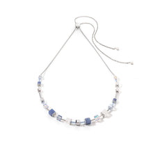 Load image into Gallery viewer, GeoCUBE® Precious &amp; Slider Closure Necklace Silver-Blue
