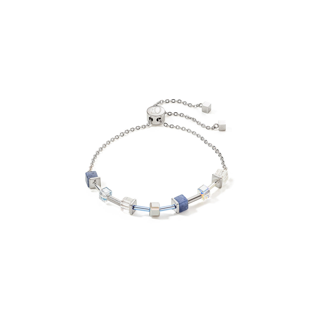 GeoCUBE® Precious & Slider Closure Bracelet Silver-Blue