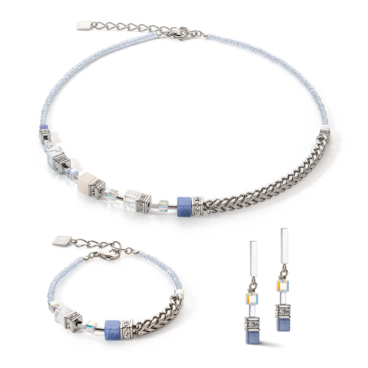 GeoCUBE® Precious Fusion Chunky Chain Earrings Light Blue