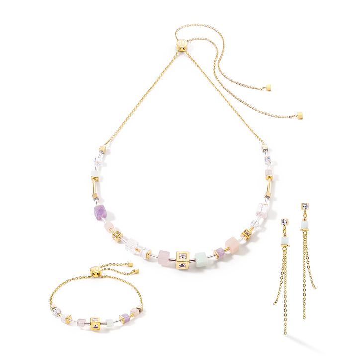 GeoCUBE® Precious & Slider Closure Bracelet Gold Multicolour Pastel