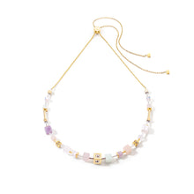 Load image into Gallery viewer, GeoCUBE® Precious &amp; Slider Closure Necklace Gold Multicolour Pastel
