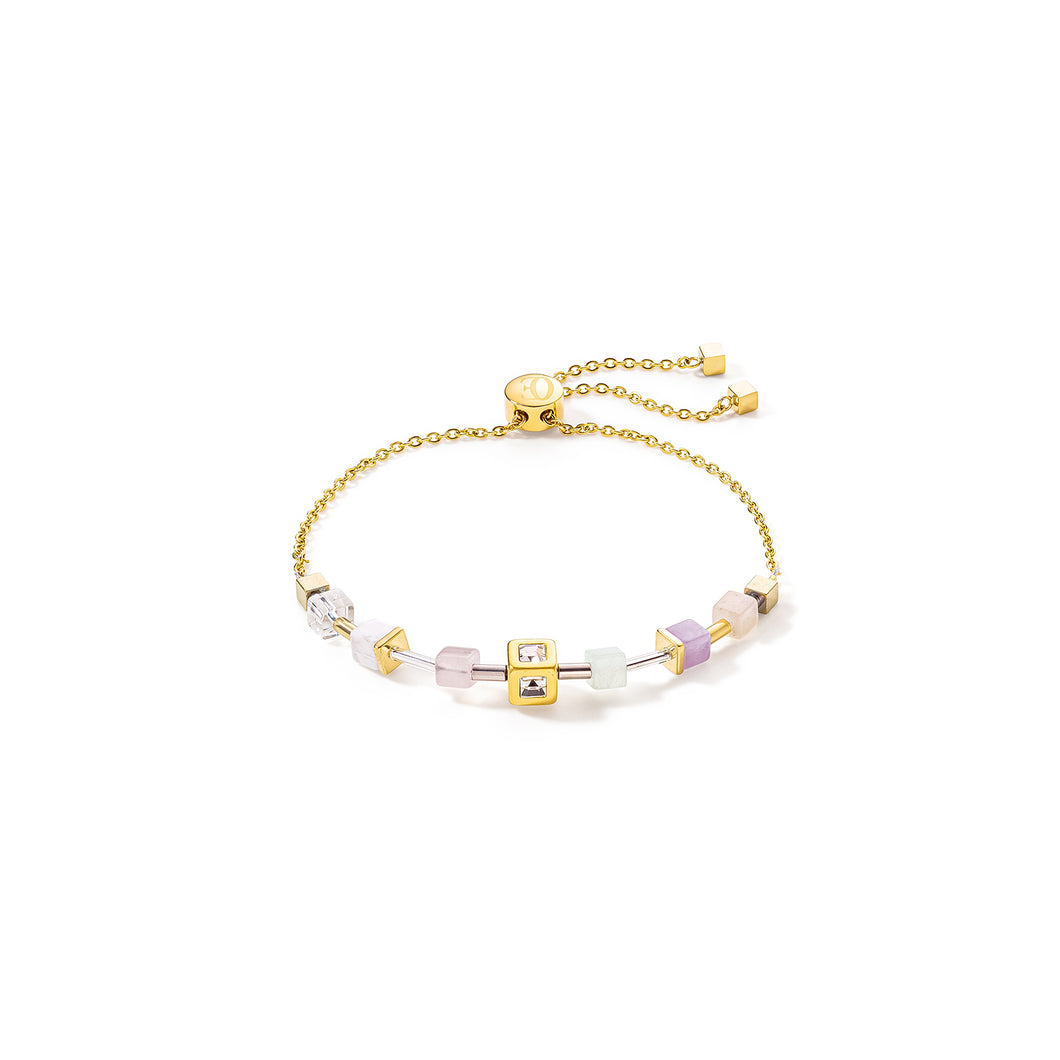 GeoCUBE® Precious & Slider Closure Bracelet Gold Multicolour Pastel